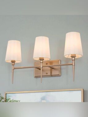 3-Light Gold Vanity Light 23”, Modern Bathroom Wall Light
